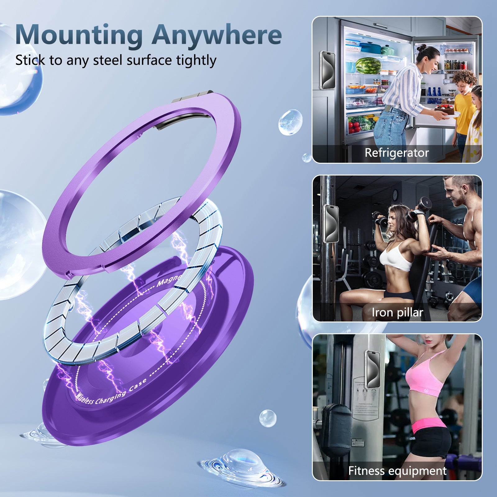 For iPhone 13 Pro Max Magnetic Case Rotary Ring Kickstand TPU+PC Phone Cover