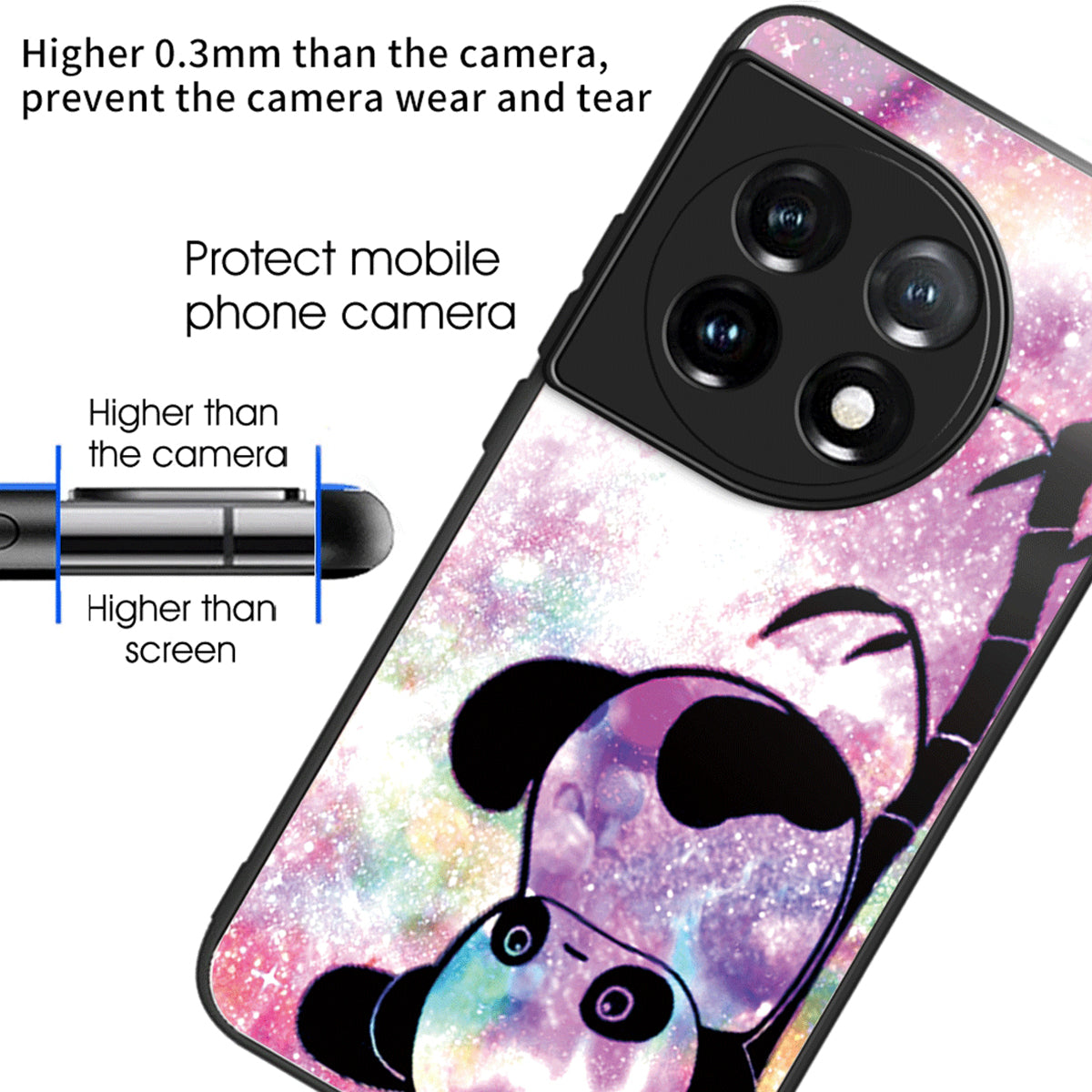 For OnePlus Ace 3 5G / 12R 5G Pattern Printing Case Tempered Glass Back + TPU Frame Cover