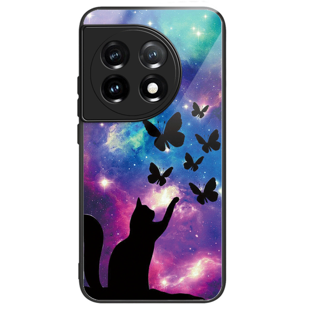 For OnePlus Ace 3 5G / 12R 5G Pattern Printing Case Tempered Glass Back + TPU Frame Cover