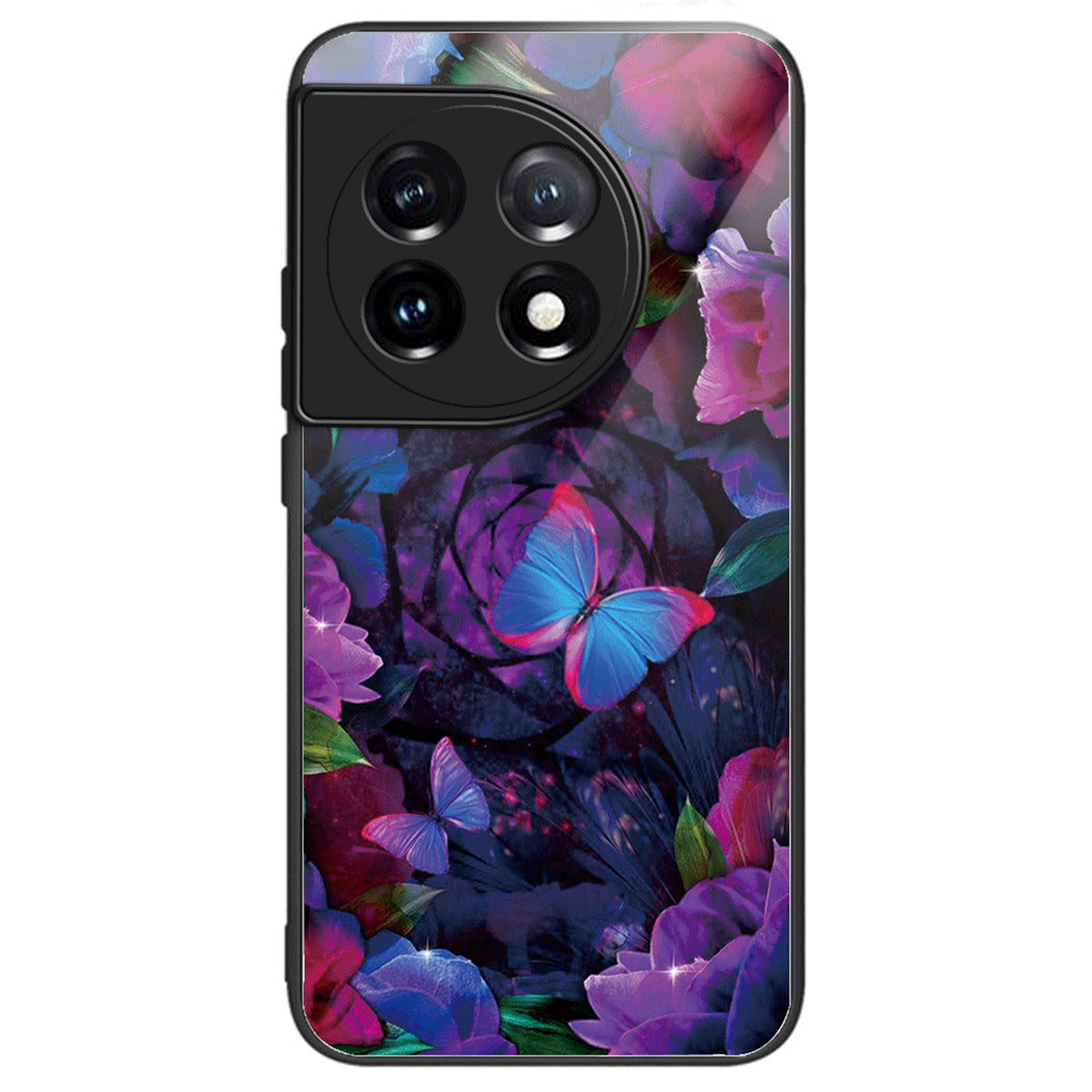For OnePlus Ace 3 5G / 12R 5G Pattern Printing Case Tempered Glass Back + TPU Frame Cover