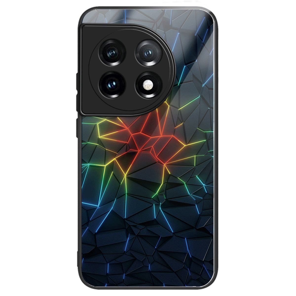 For OnePlus Ace 3 5G / 12R 5G Pattern Printing Case Tempered Glass Back + TPU Frame Cover
