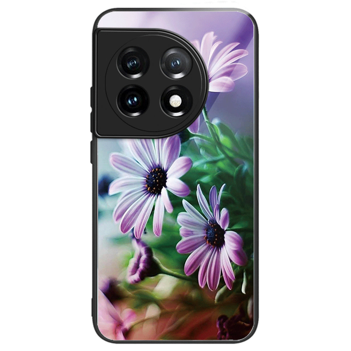 For OnePlus Ace 3 5G / 12R 5G Pattern Printing Case Tempered Glass Back + TPU Frame Cover