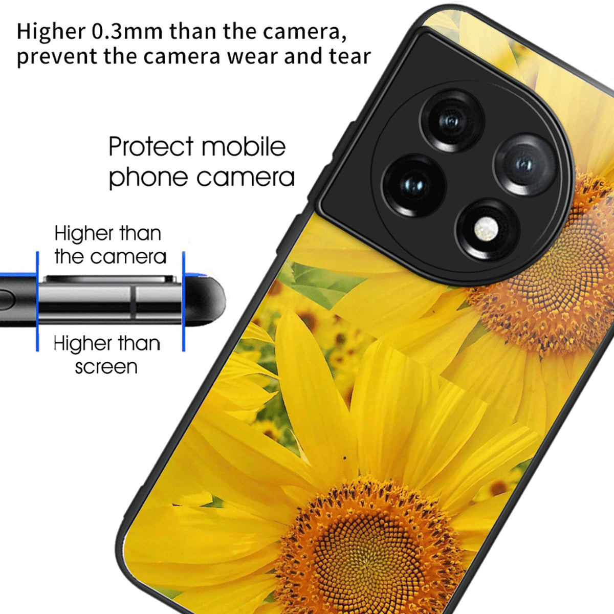 For OnePlus Ace 3 5G / 12R 5G Case Pattern Print TPU Frame Tempered Glass Back Cover