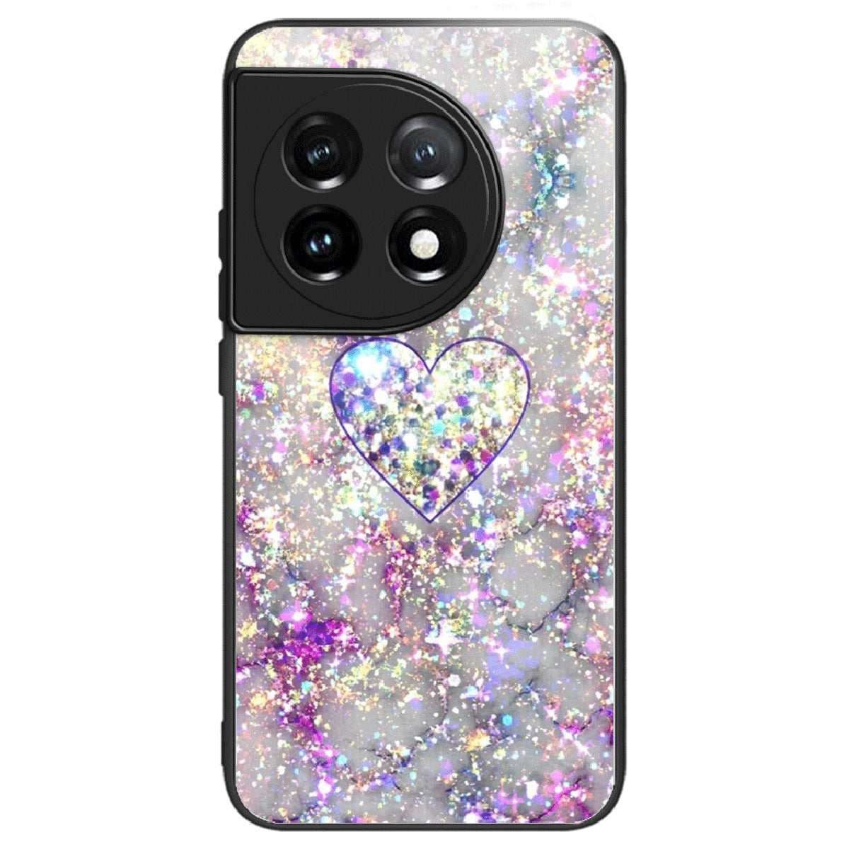 For OnePlus Ace 3 5G / 12R 5G Case Pattern Print TPU Frame Tempered Glass Back Cover