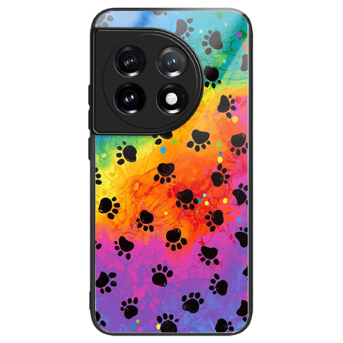 For OnePlus Ace 3 5G / 12R 5G Case Pattern Print TPU Frame Tempered Glass Back Cover