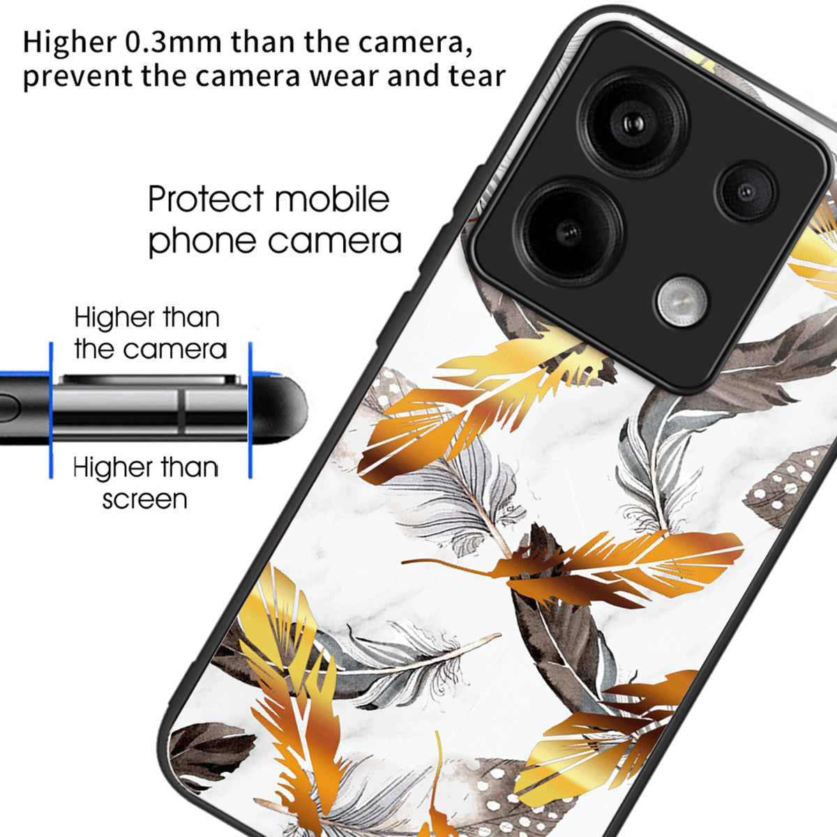For Xiaomi Redmi Note 13 Pro 5G Shockproof Case Pattern Printed Tempered Glass TPU Phone Cover