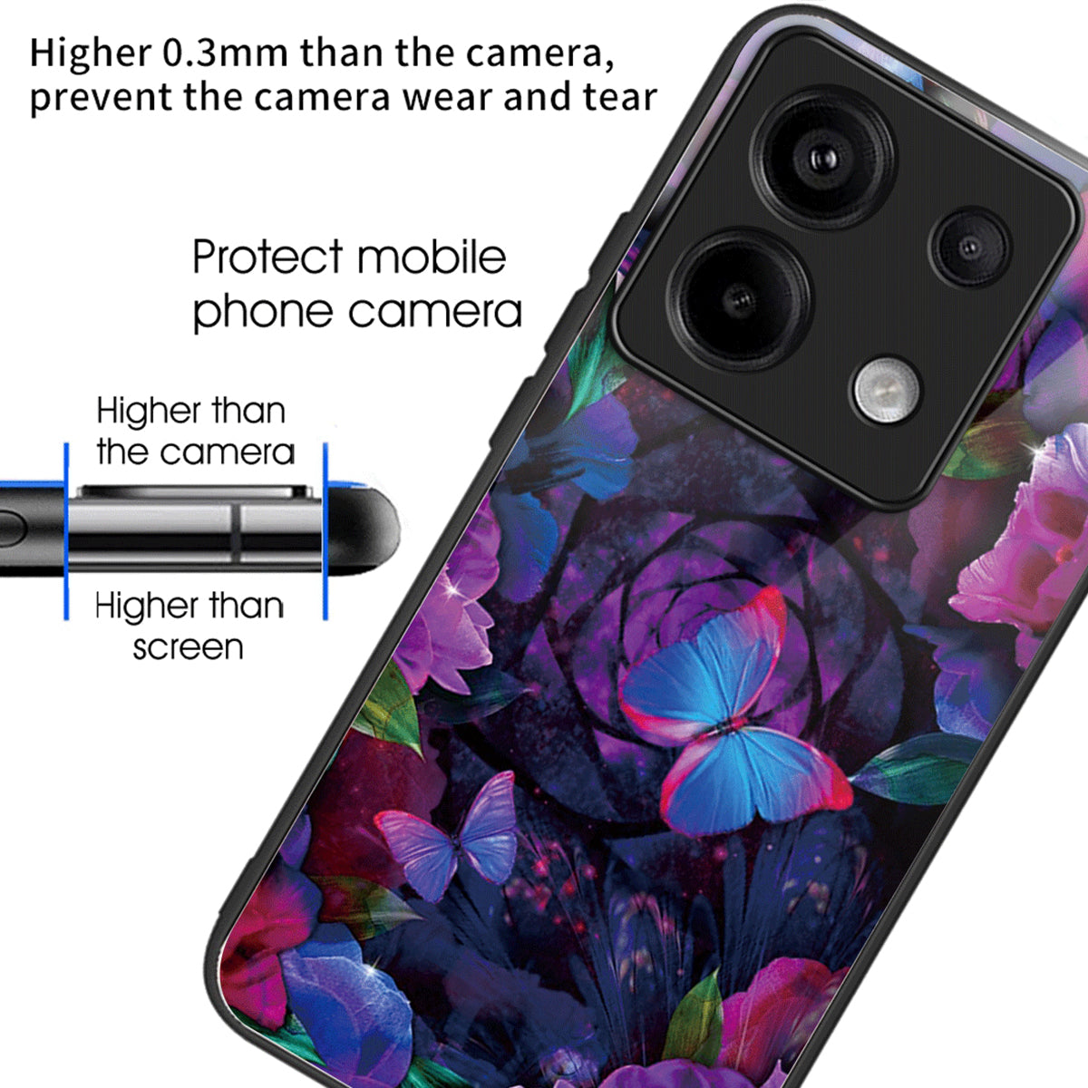 For Xiaomi Redmi Note 13 Pro 5G / Poco X6 5G Case Tempered Glass+TPU Pattern Printing Back Phone Cover
