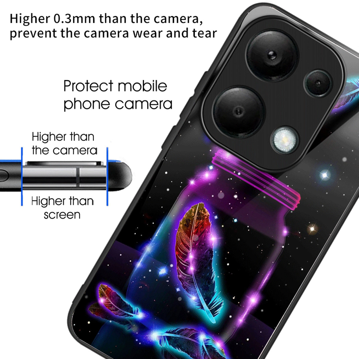 For Xiaomi Redmi Note 13 Pro 4G / Poco M6 Pro 4G Case Tempered Glass+TPU Pattern Scratchproof Phone Cover