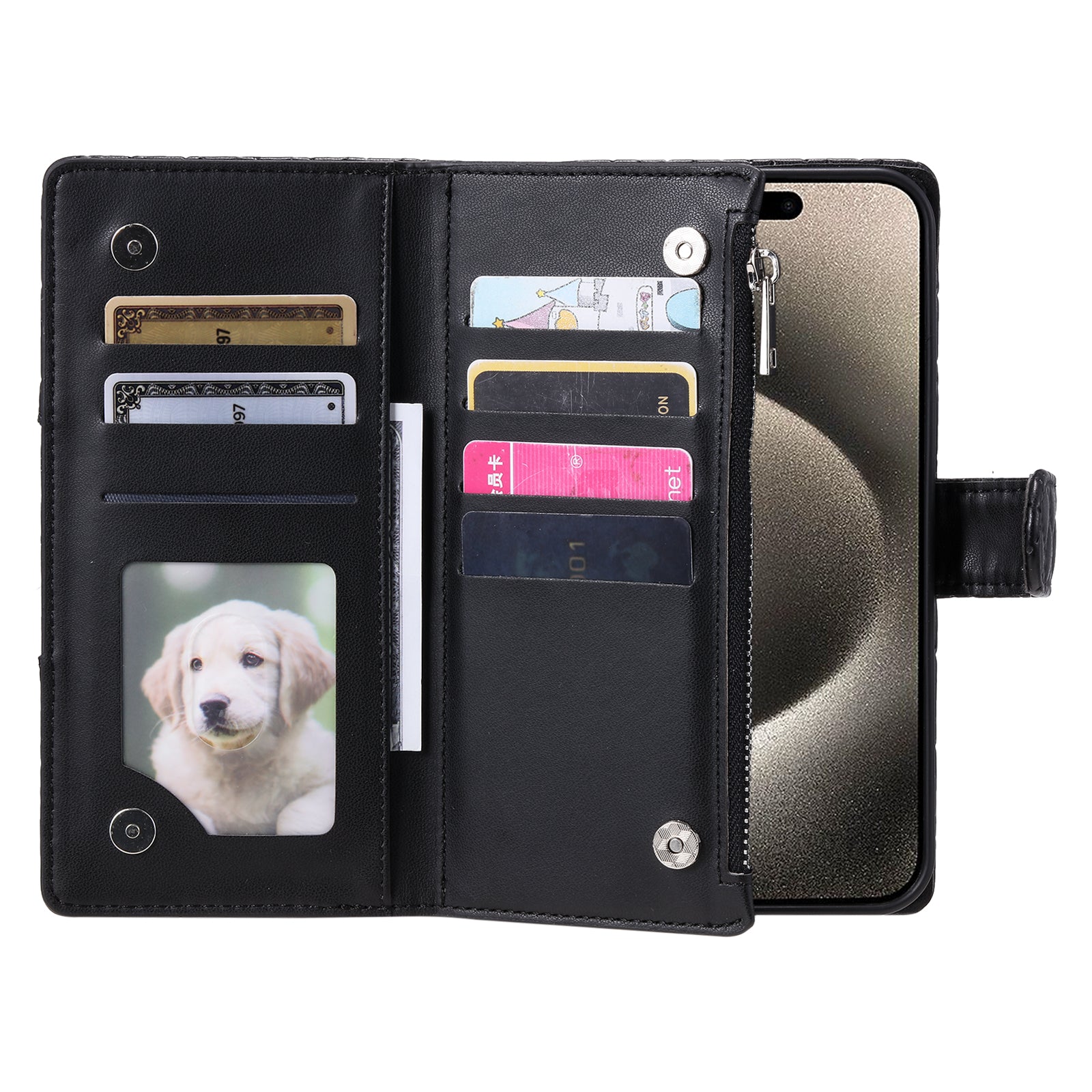 Style 012 for iPhone 13 Pro Max Wallet Case Zipper Pocket PU Leather Rhombus Phone Cover
