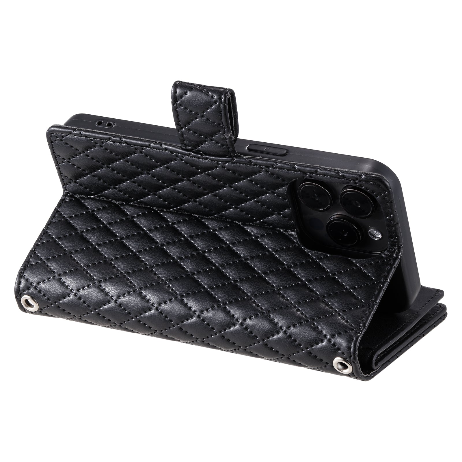 Style 012 for iPhone 13 Pro Max Wallet Case Zipper Pocket PU Leather Rhombus Phone Cover