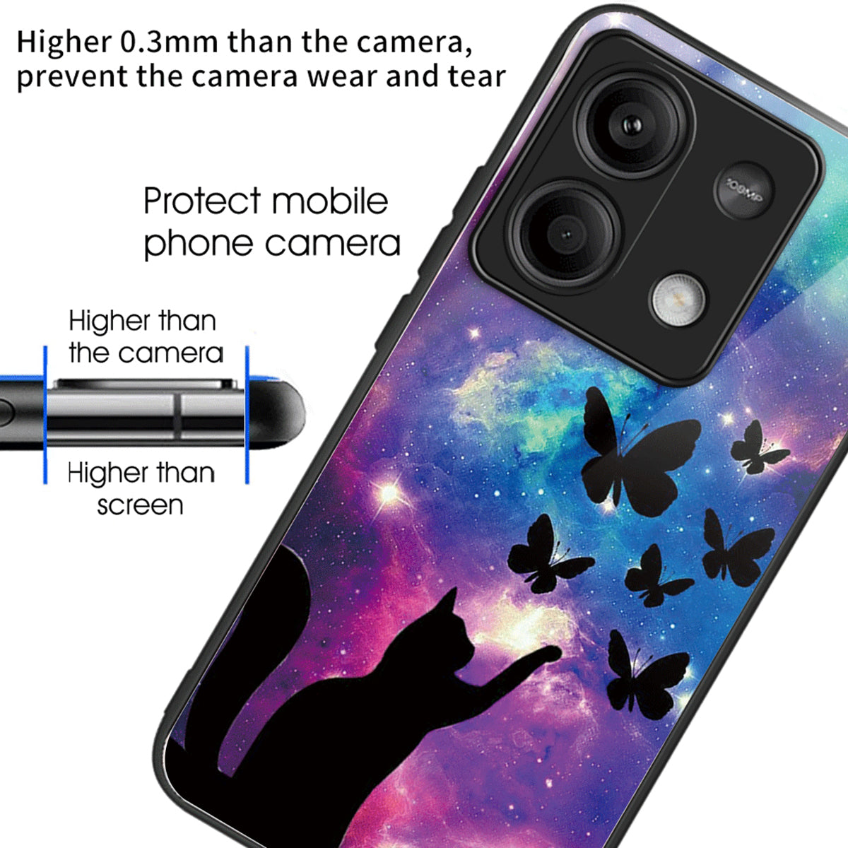 For Xiaomi Redmi Note 13 5G Case Pattern Design Ultra-Thin Tempered Glass Phone Cover