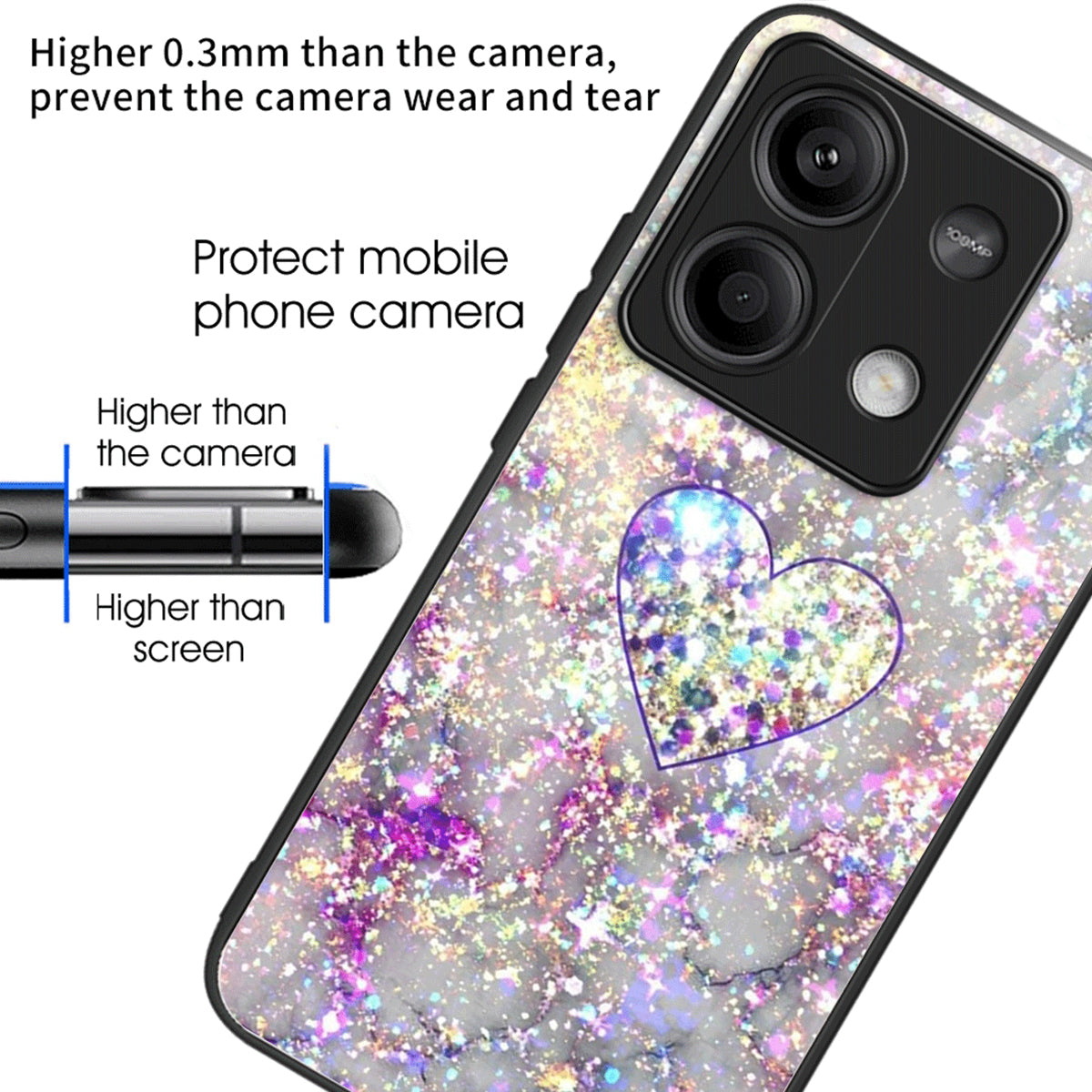 For Xiaomi Redmi Note 13 5G Case Pattern Printing TPU+Tempered Glass Hybrid Phone Cover
