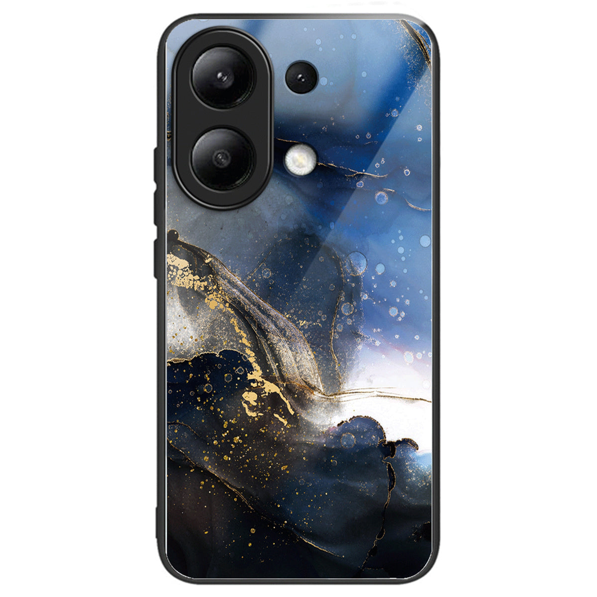 For Xiaomi Redmi Note 13 4G Phone Case Tempered Glass+TPU Pattern Print Back Cover
