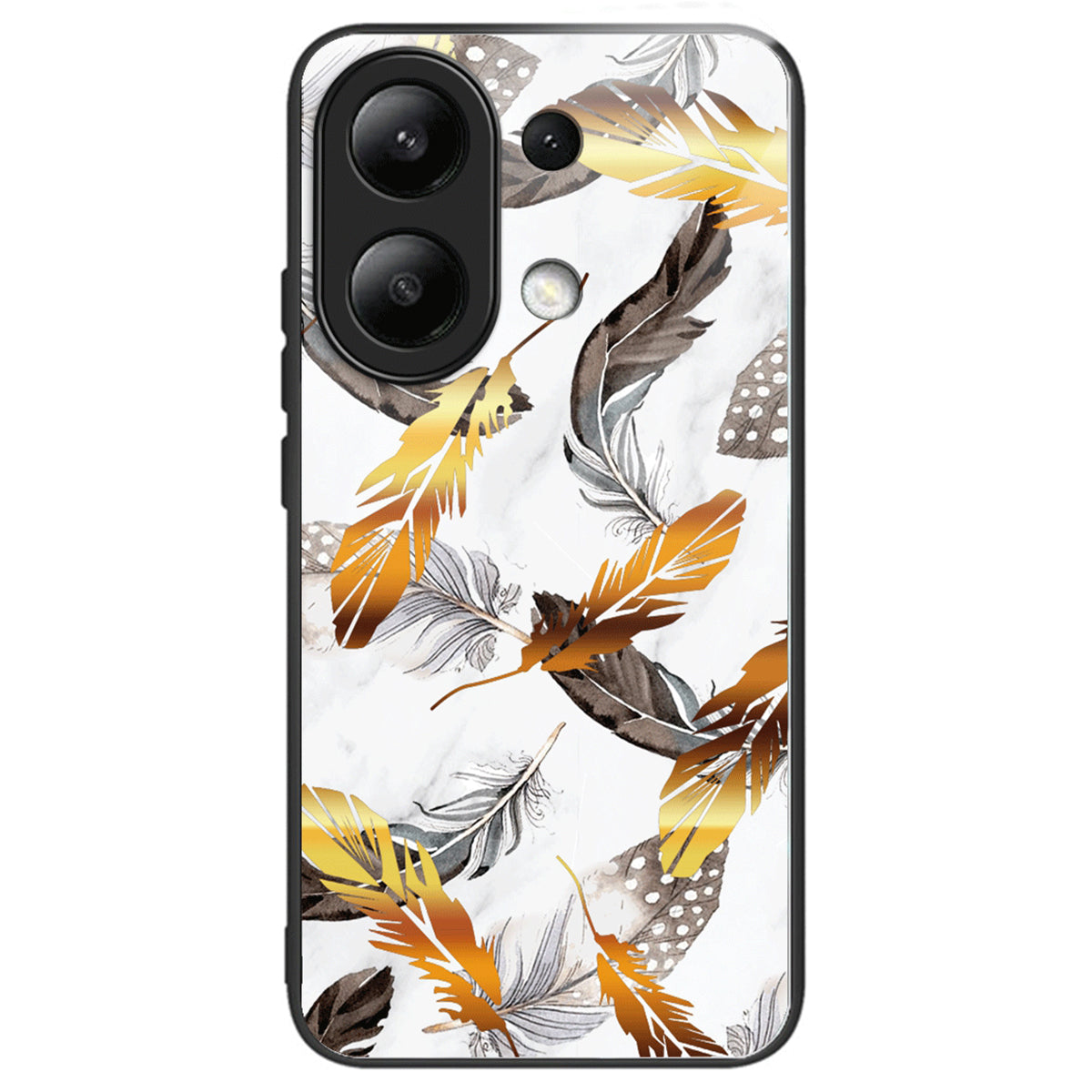 For Xiaomi Redmi Note 13 4G Phone Case Tempered Glass+TPU Pattern Print Back Cover