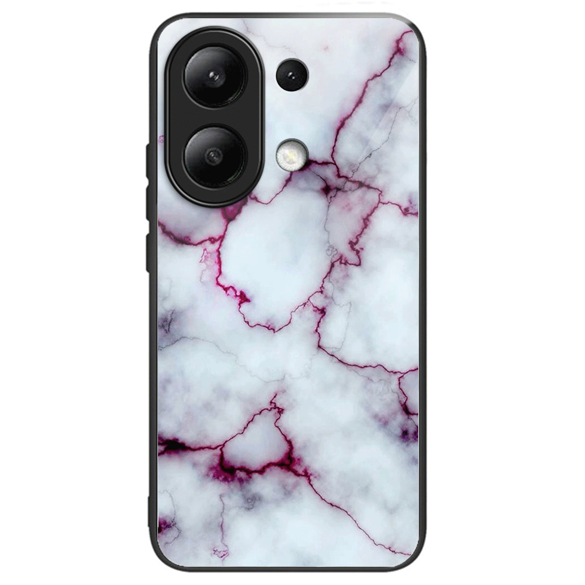 For Xiaomi Redmi Note 13 4G Phone Case Tempered Glass+TPU Pattern Print Back Cover