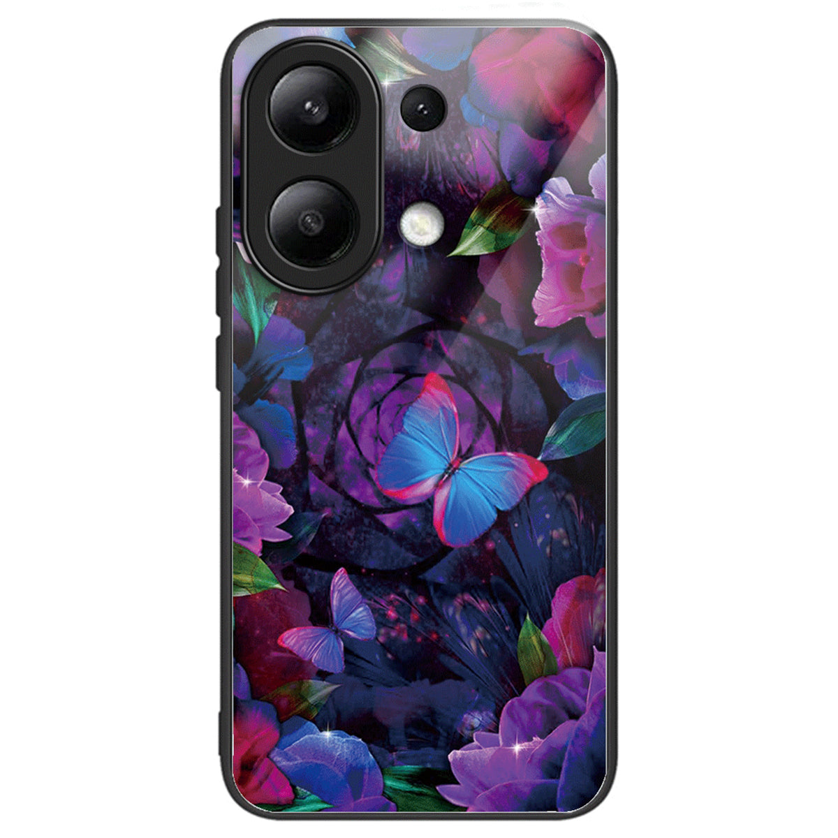 For Xiaomi Redmi Note 13 4G Case Pattern Printing Anti-Drop Tempered Glass TPU Phone Cover