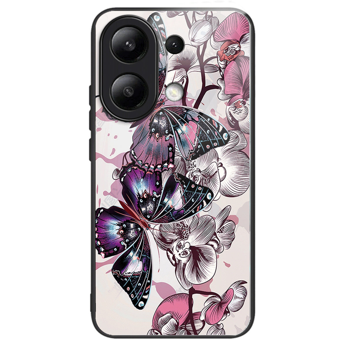 For Xiaomi Redmi Note 13 4G Case Pattern Printing Anti-Drop Tempered Glass TPU Phone Cover