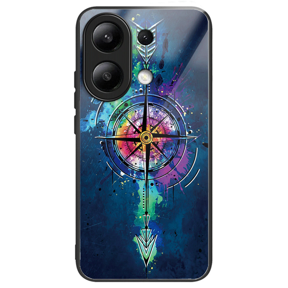 For Xiaomi Redmi Note 13 4G Case Pattern Printing Anti-Drop Tempered Glass TPU Phone Cover