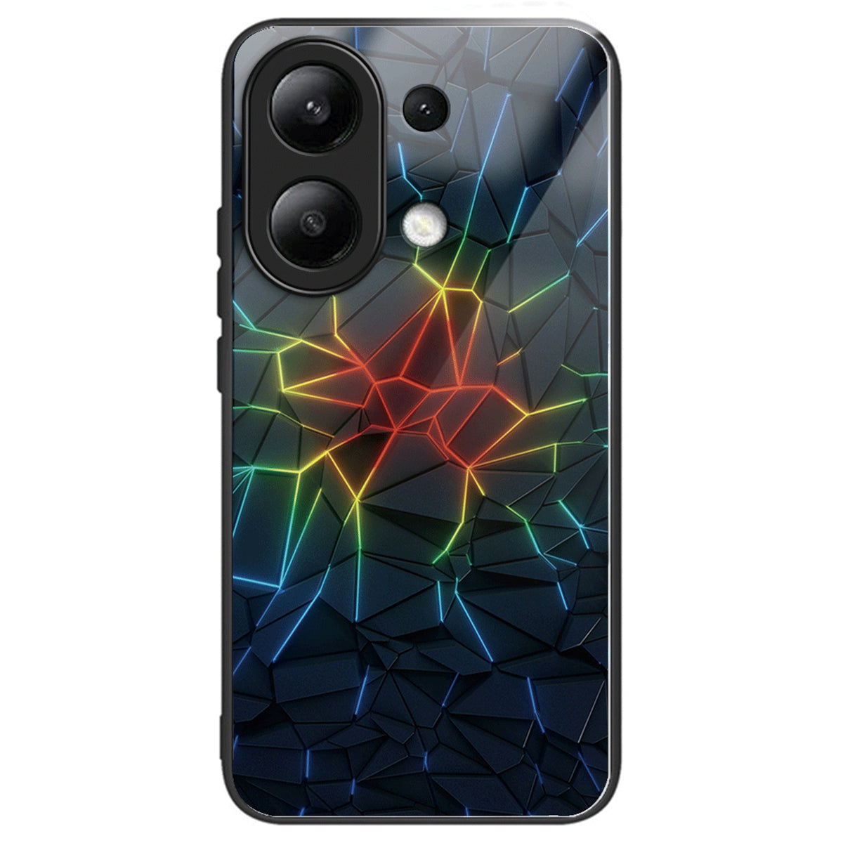 For Xiaomi Redmi Note 13 4G Case Pattern Printing Anti-Drop Tempered Glass TPU Phone Cover