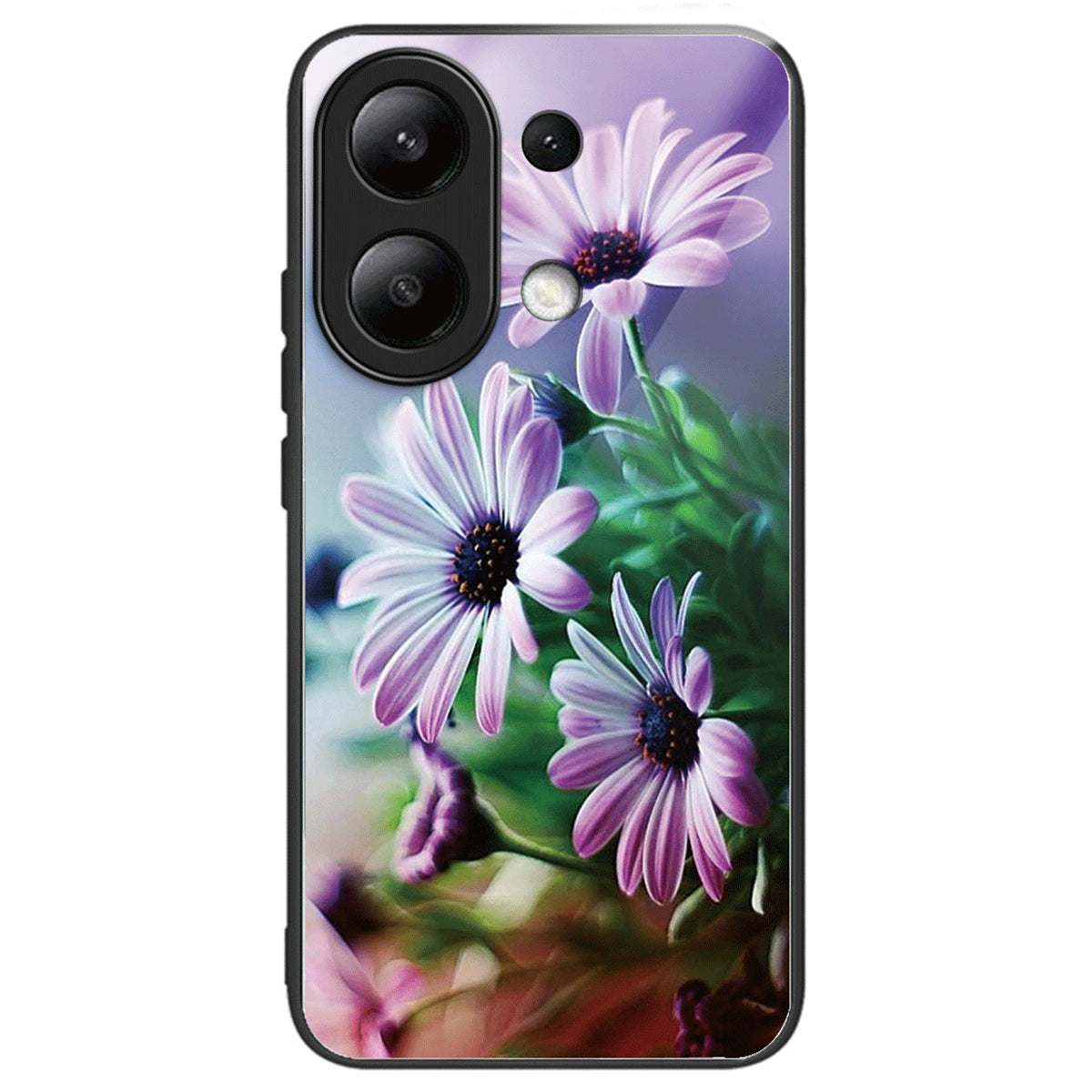 For Xiaomi Redmi Note 13 4G Case Pattern Printing Anti-Drop Tempered Glass TPU Phone Cover