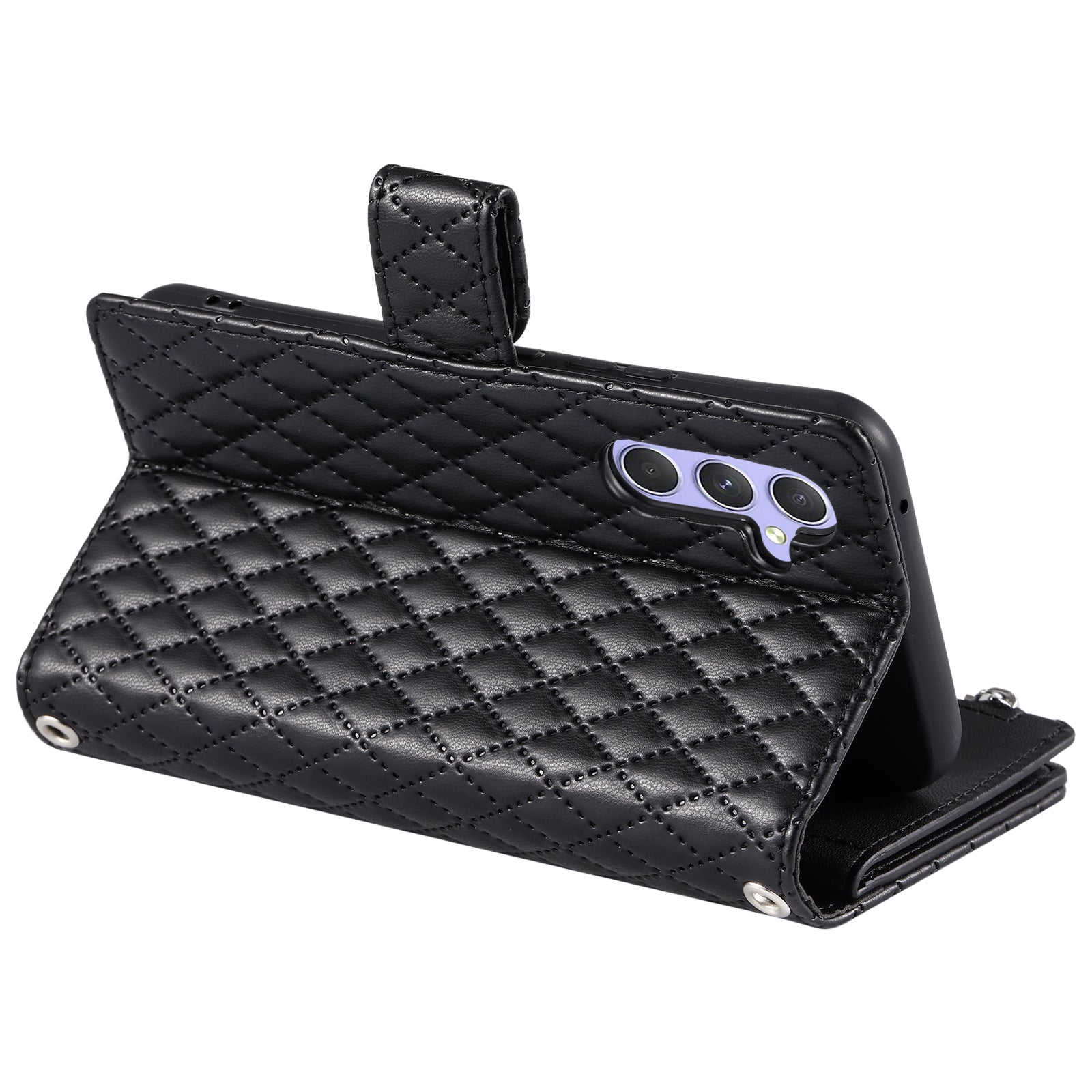 Style 012 for Samsung Galaxy A34 5G Zipper Wallet Case Rhombus PU Leather Flip Phone Cover