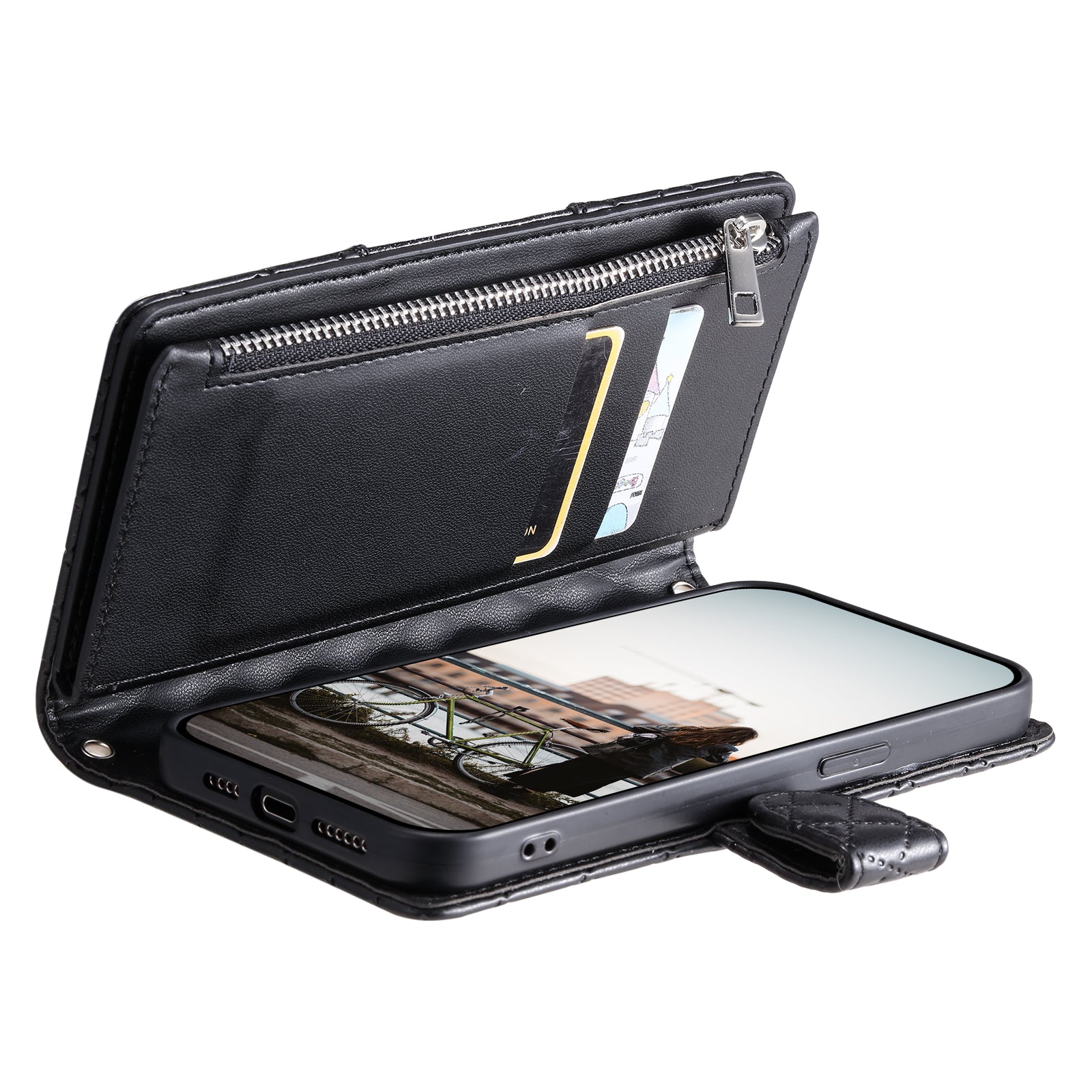 Style 012 for Samsung Galaxy A34 5G Zipper Wallet Case Rhombus PU Leather Flip Phone Cover