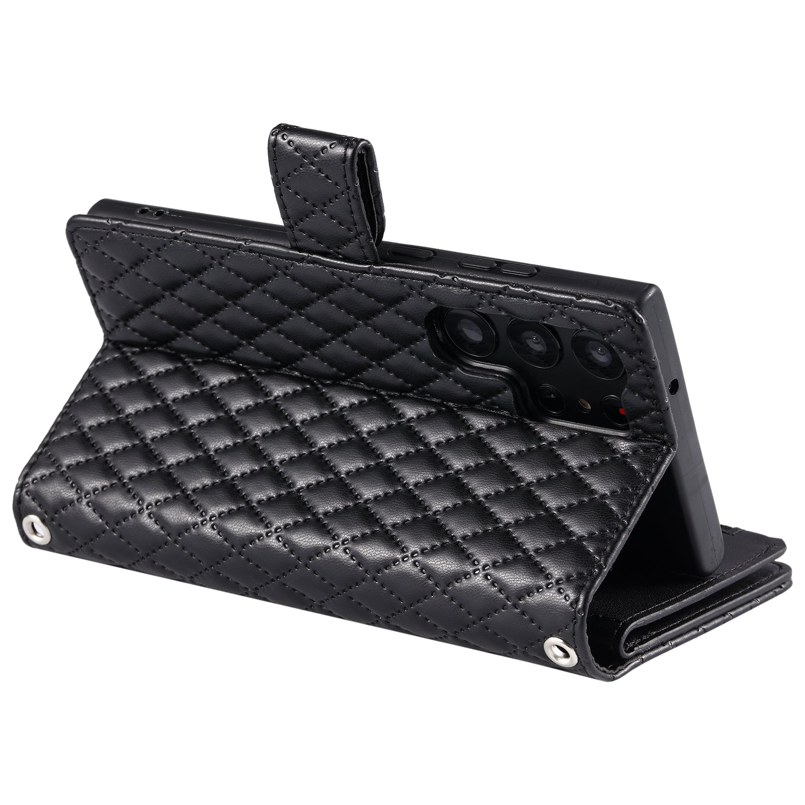 Style 012 for Samsung Galaxy S23 Ultra Case PU Leather Zipper Wallet Phone Cover with Wrist Strap