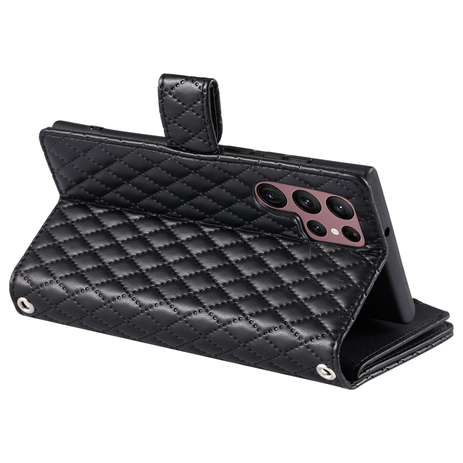 012 Style For Samsung Galaxy S24 Ultra Case Glitter Rhombus Shockproof Leather+TPU Phone Cover