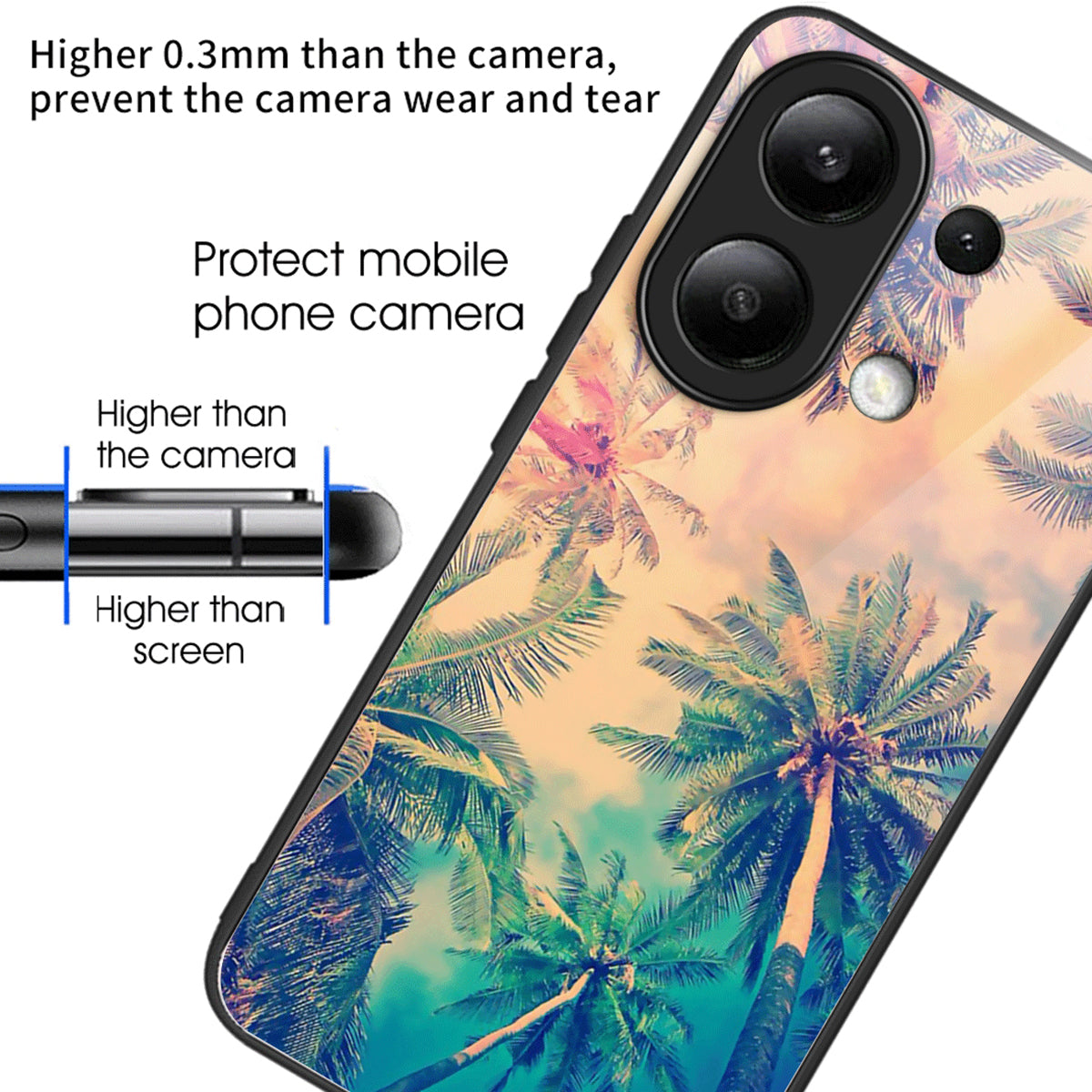 For Xiaomi Redmi Note 13 4G Case Back Patterned Tempered Glass Phone Cover