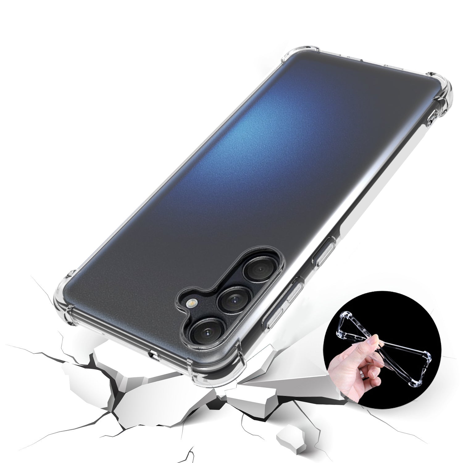 For Samsung Galaxy M55 5G Phone Case HD Transparent Four Corner Airbag TPU Cover