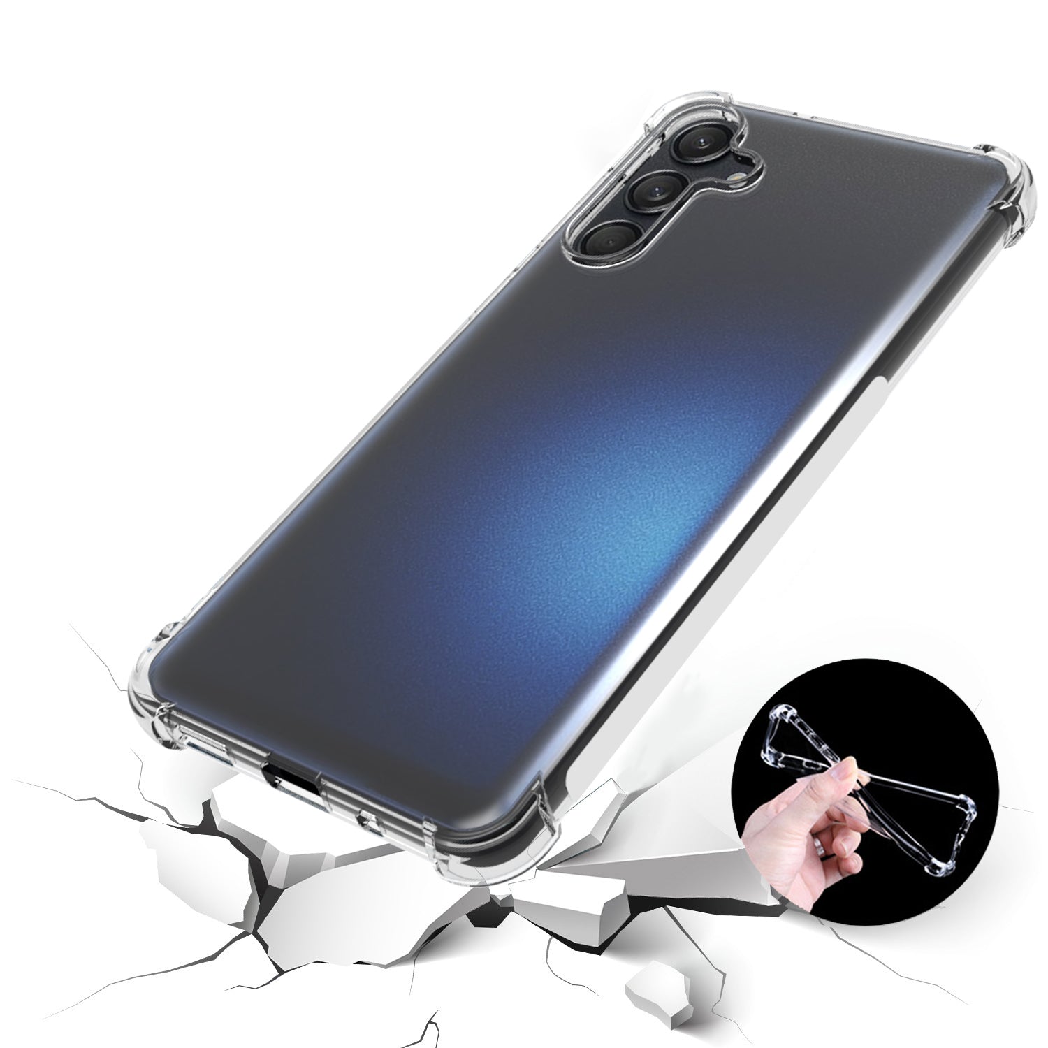 For Samsung Galaxy M55 5G Phone Case HD Transparent Four Corner Airbag TPU Cover