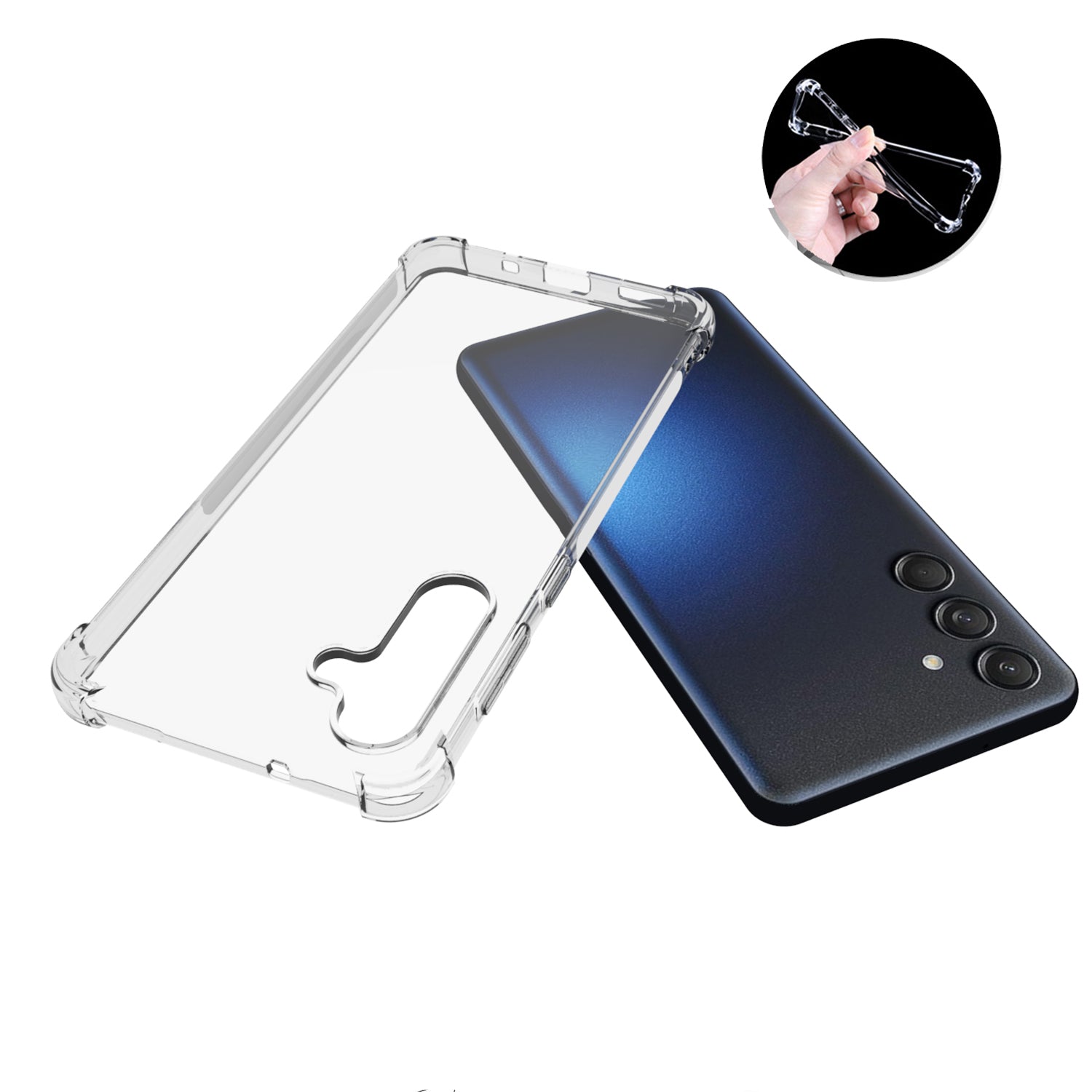 For Samsung Galaxy M55 5G Phone Case HD Transparent Four Corner Airbag TPU Cover
