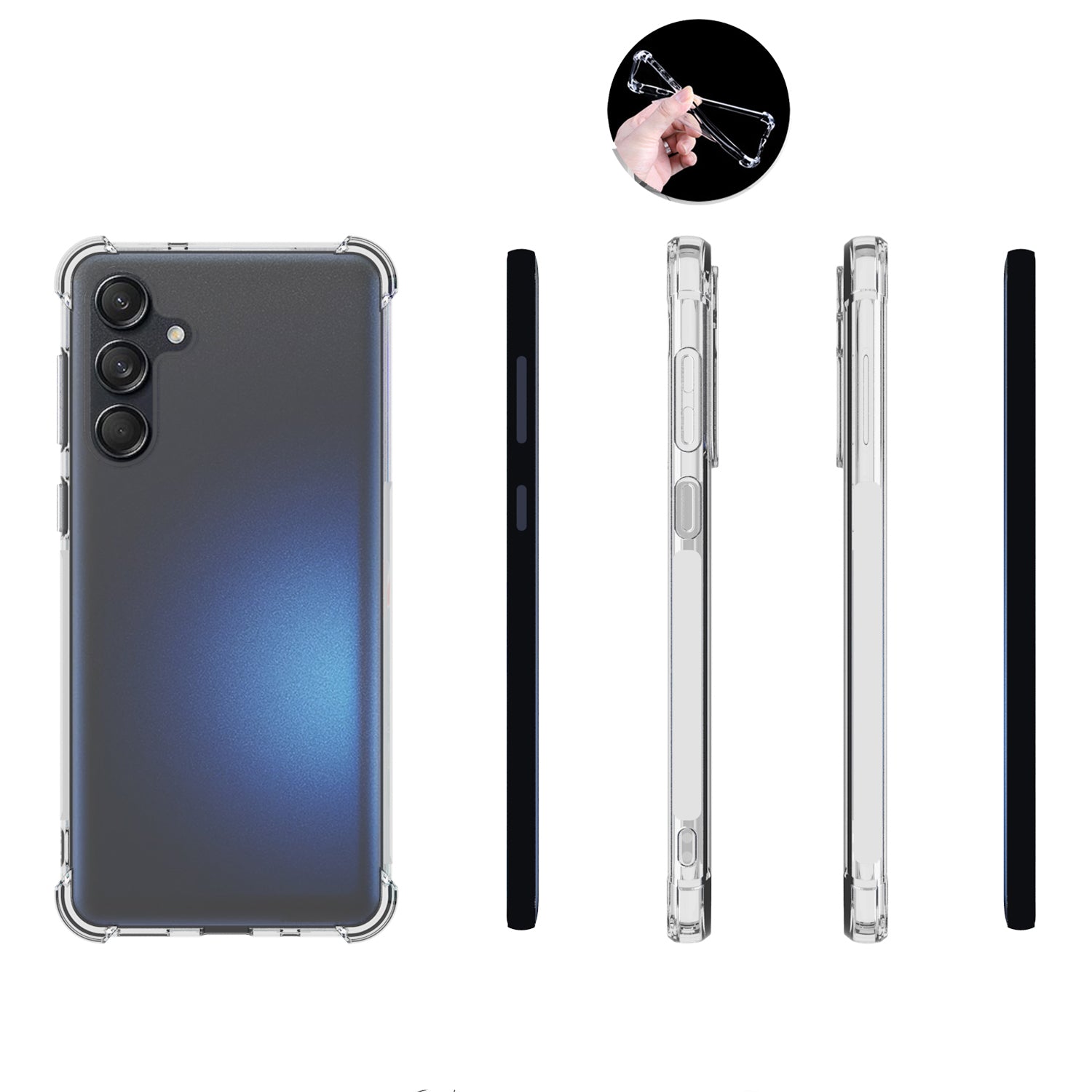 For Samsung Galaxy M55 5G Phone Case HD Transparent Four Corner Airbag TPU Cover