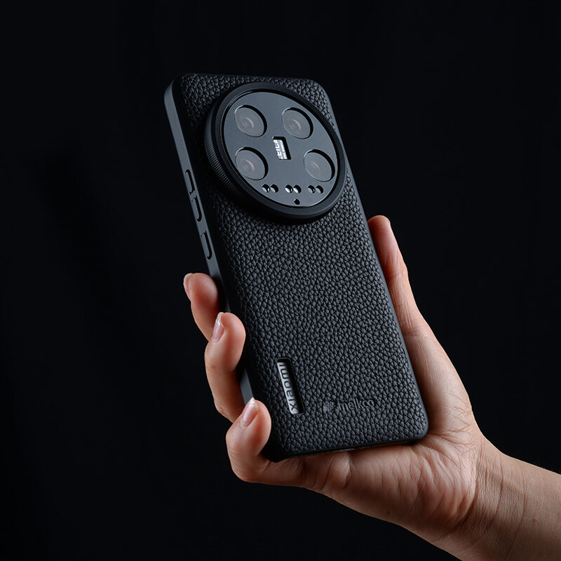 MELKCO For Xiaomi 14 Ultra Case Genuine Cow Leather Coated PC Phone Cover