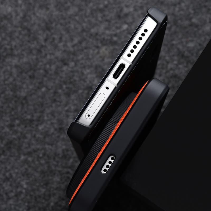 MELKCO For Xiaomi 14 Ultra Case Genuine Cow Leather Coated PC Phone Cover