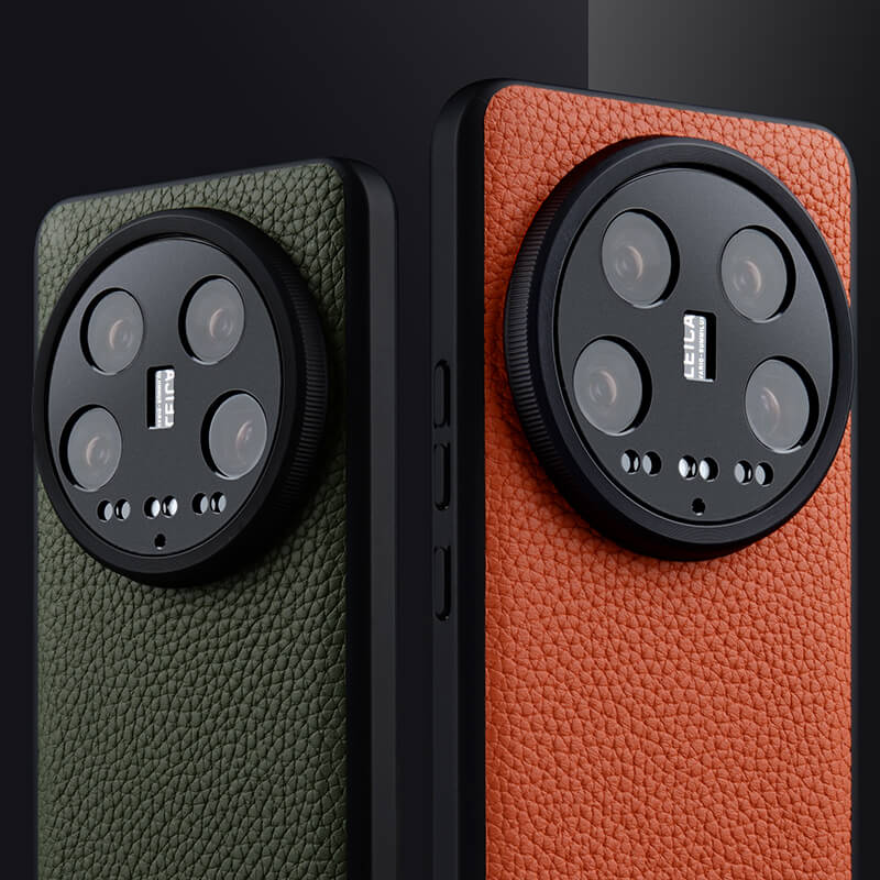 MELKCO For Xiaomi 14 Ultra Case Genuine Cow Leather Coated PC Phone Cover