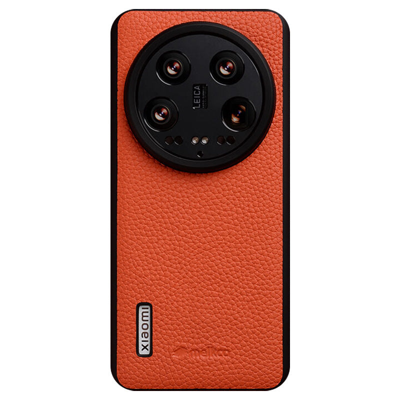 MELKCO For Xiaomi 14 Ultra Case Genuine Cow Leather Coated PC Phone Cover