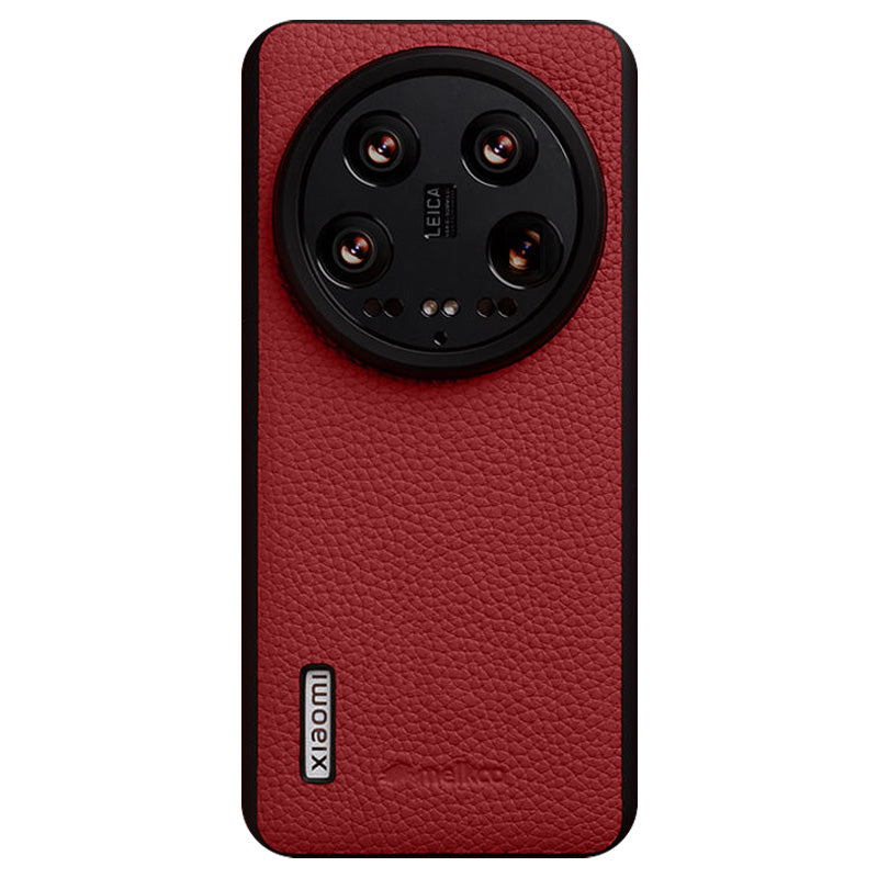 MELKCO For Xiaomi 14 Ultra Case Genuine Cow Leather Coated PC Phone Cover