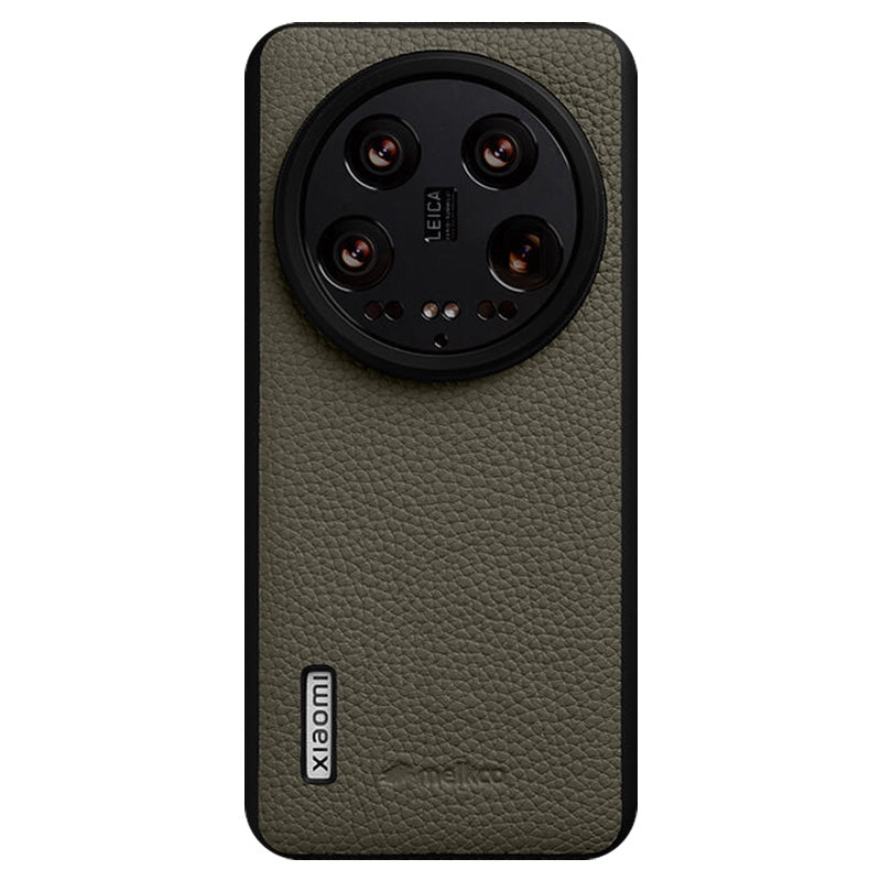 MELKCO For Xiaomi 14 Ultra Case Genuine Cow Leather Coated PC Phone Cover