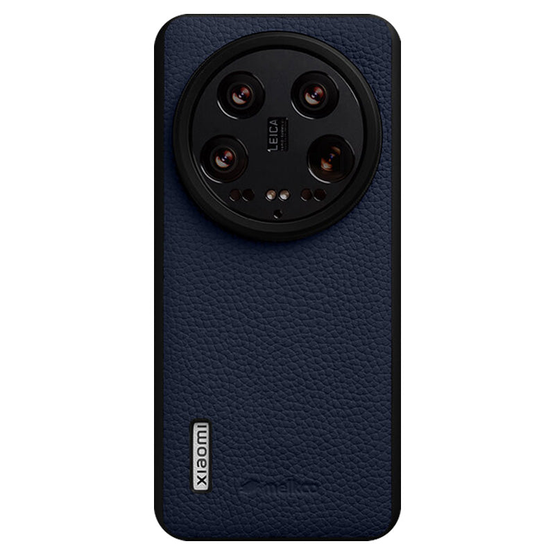 MELKCO For Xiaomi 14 Ultra Case Genuine Cow Leather Coated PC Phone Cover