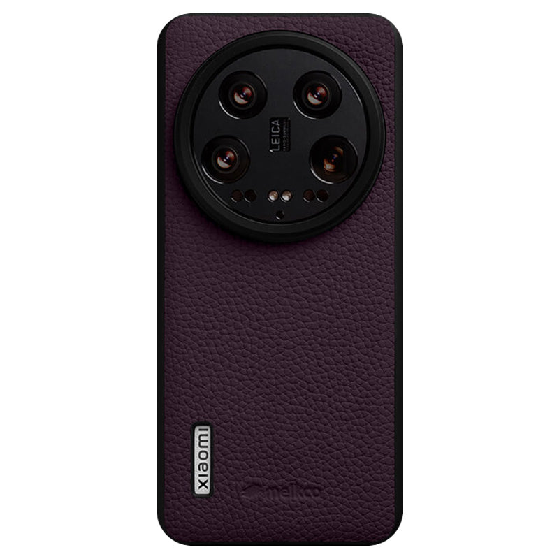 MELKCO For Xiaomi 14 Ultra Case Genuine Cow Leather Coated PC Phone Cover