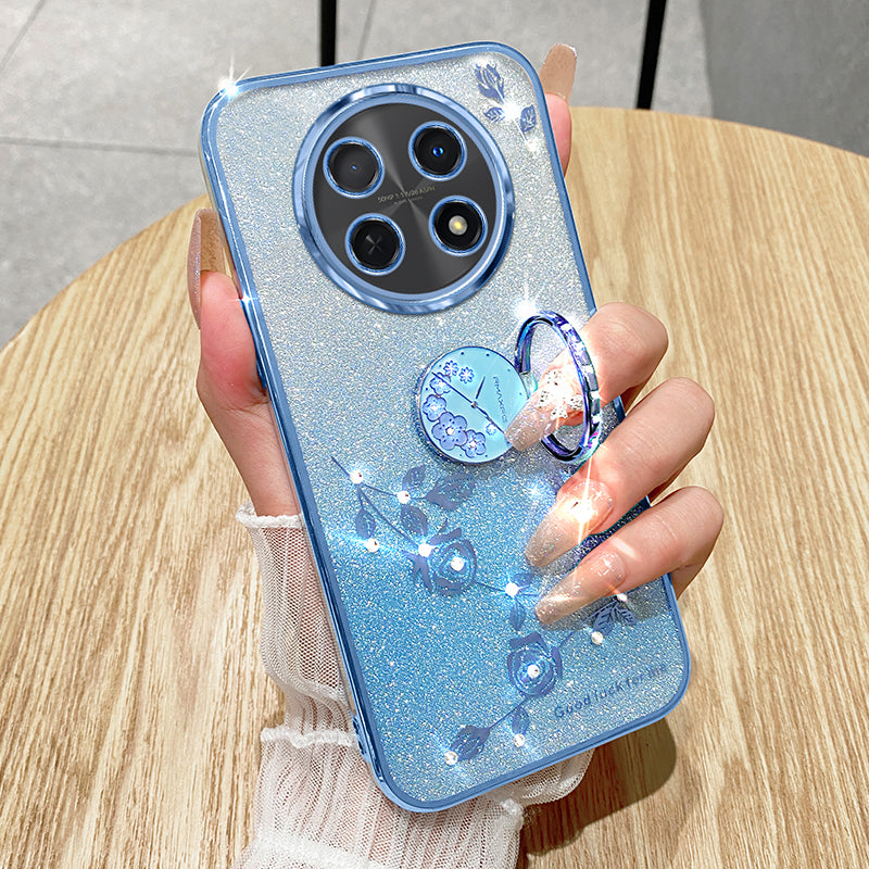 KADEM For Realme 12 Kickstand Case Rhinestone Flower Anti-Scratch TPU Phone Cover