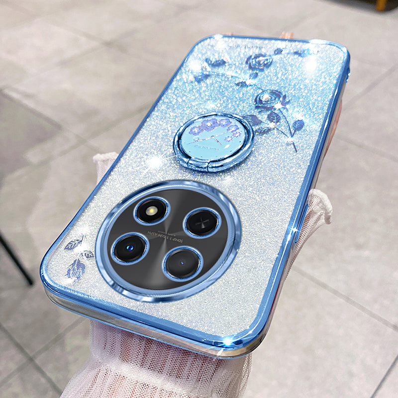 KADEM For Realme 12 Kickstand Case Rhinestone Flower Anti-Scratch TPU Phone Cover