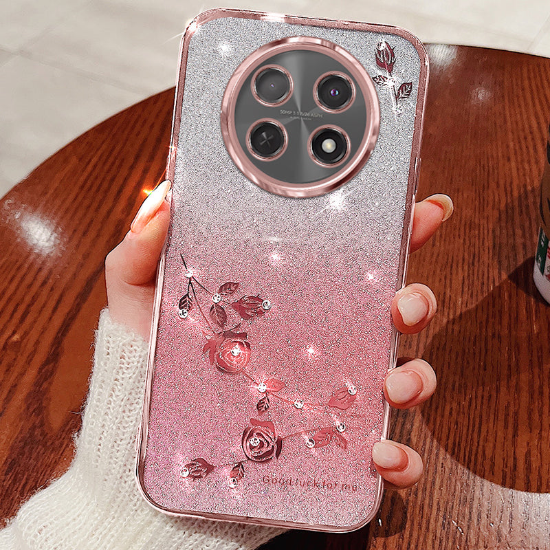 KADEM For Realme 12 Case Rhinestone Flower Glitter Soft TPU Phone Cover