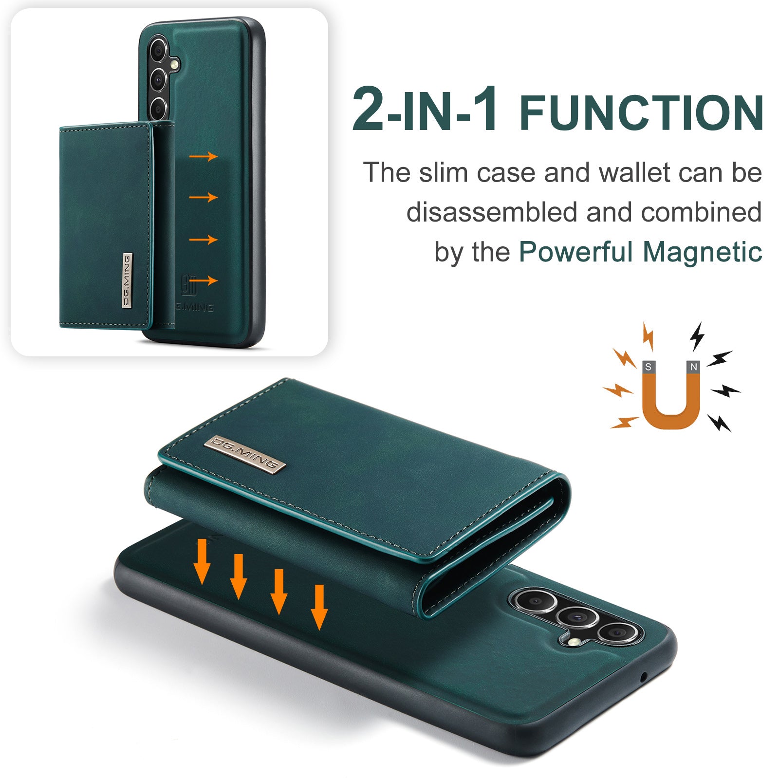 DG.MING M1 Series for Samsung Galaxy A55 5G Case Magnetic Detachable Leather Back Cover