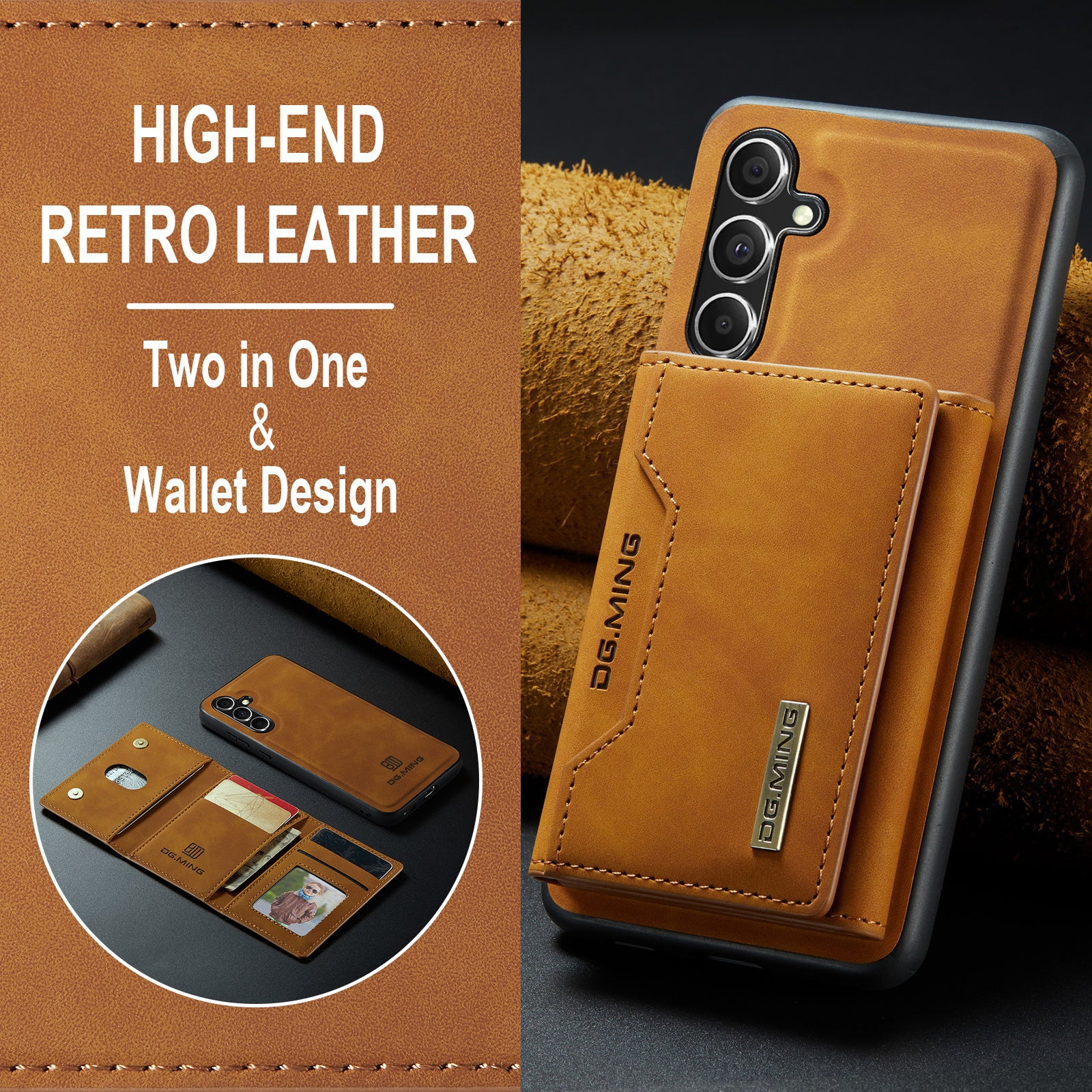 DG.MING M2 Series for Samsung Galaxy A35 5G Kickstand Case Detachable Magnetic Wallet Phone Cover
