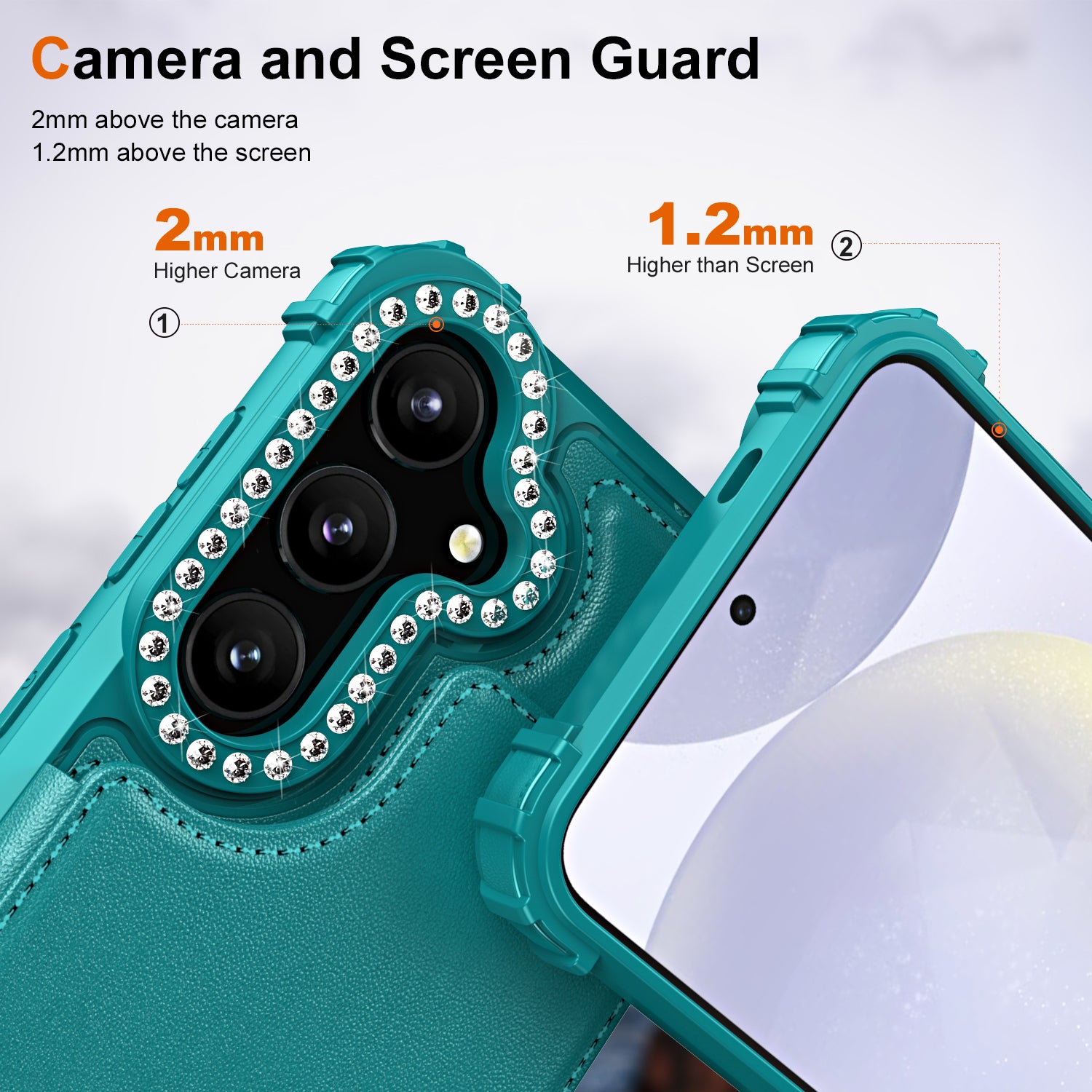 ZM15 For Samsung Galaxy S24+ Case Card Slots Rhinestone Leather Coated TPU Phone Cover