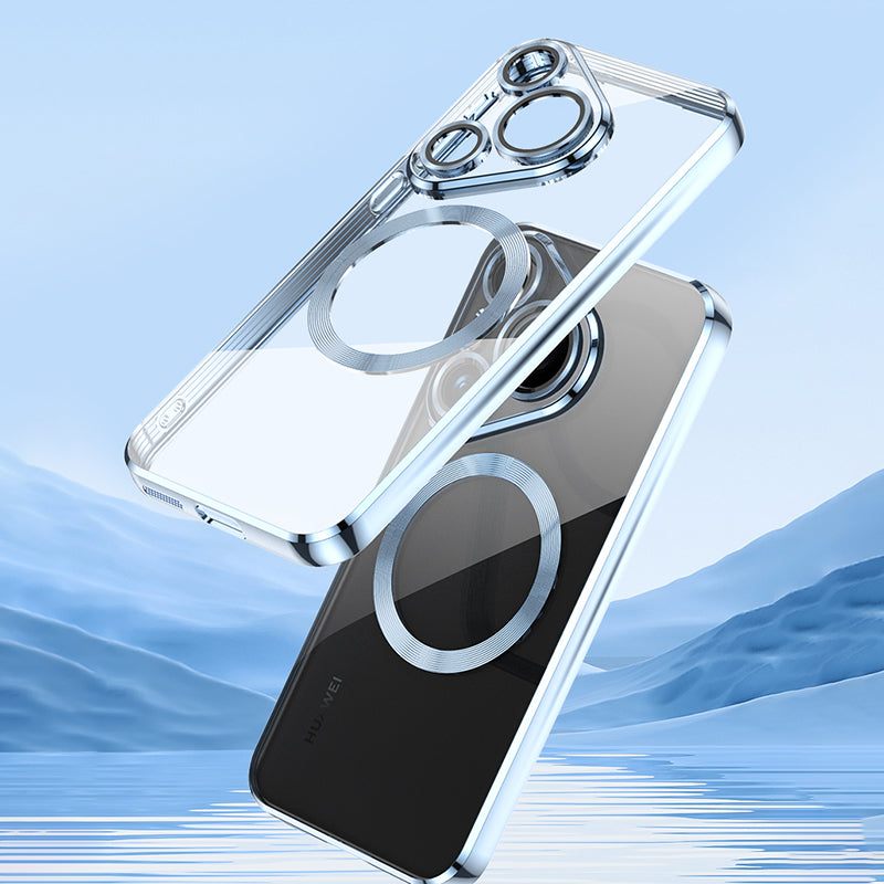 For Huawei Pura 70 Case Electroplating Clear TPU Cell Phone Cover Built-In Glass Lens Film