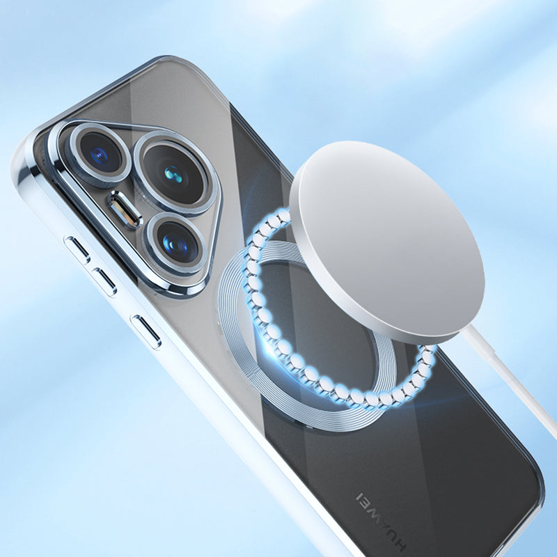 For Huawei Pura 70 Case Electroplating Clear TPU Cell Phone Cover Built-In Glass Lens Film