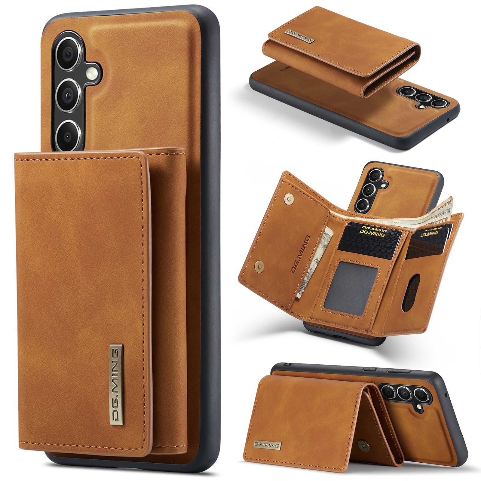 DG.MING M1 Series for Samsung Galaxy A35 5G Case Detachable Card Holder Leather Coating Phone Cover